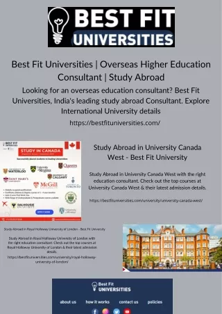 Overseas Higher Education Consultant | Best Fit University