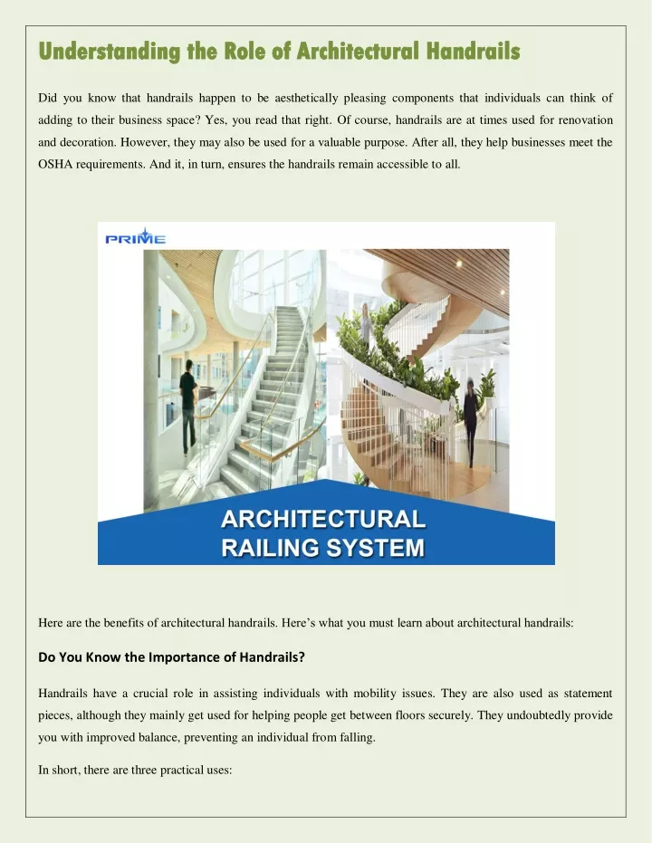 understanding the role of architectural handrails