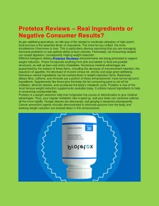 protetox reviews real ingredients or negative