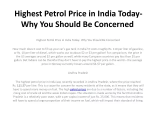 Petrol Price in india