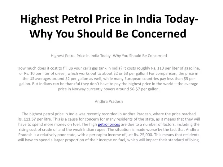 highest petrol price in india today why you should be concerned