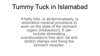 Tummy Tuck in Islamabad