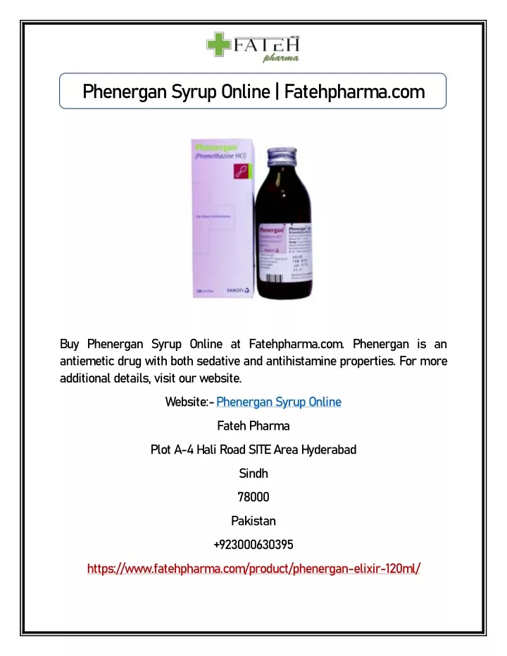 phenergan syrup online fatehpharma com