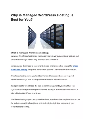 Why is Managed WordPress Hosting is Best for You_