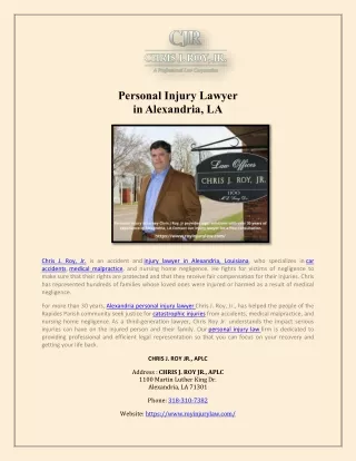 Alexandria Personal Injury Lawyer  Chris J. Roy, Jr. APLC