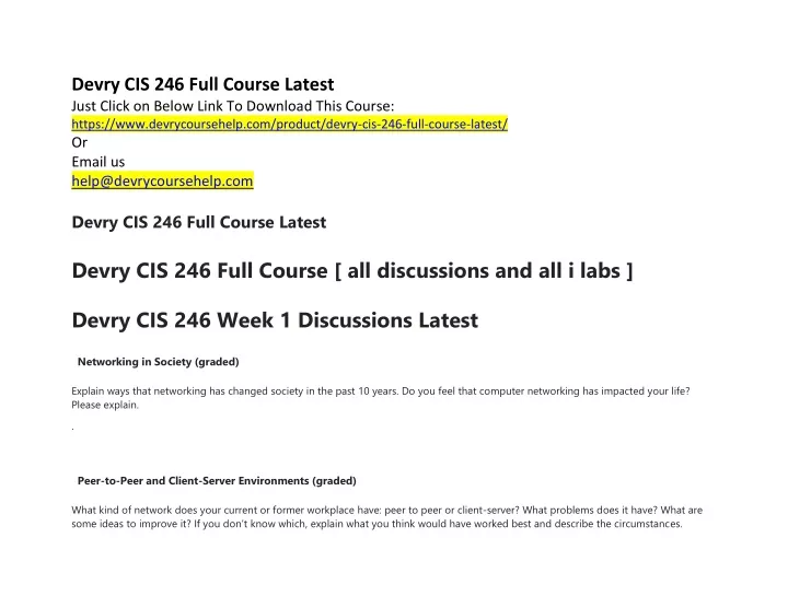 devry cis 246 full course latest just click