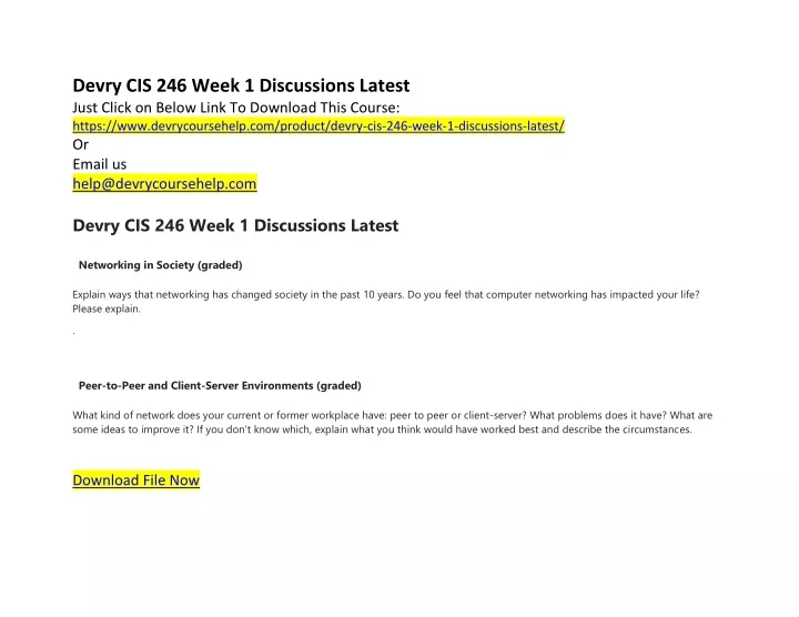 devry cis 246 week 1 discussions latest just