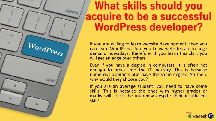 what skills should you acquire to be a successful wordpress developer