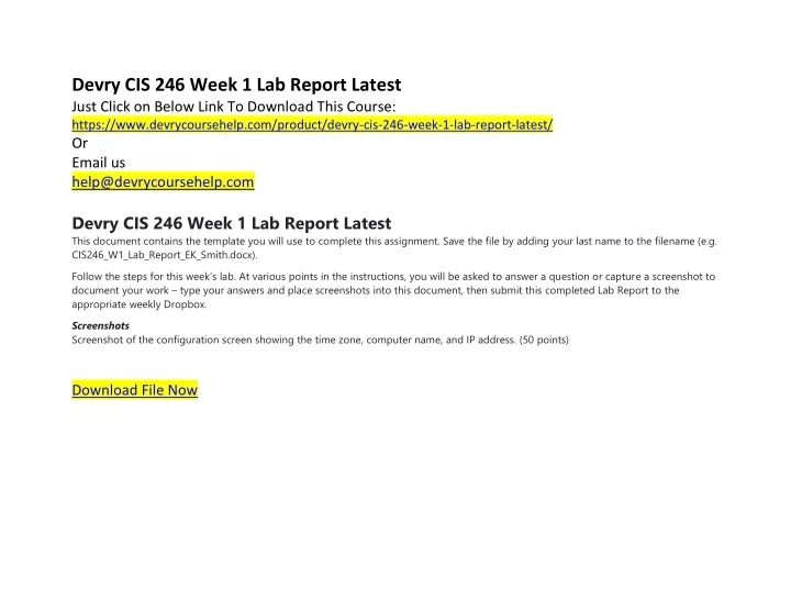 devry cis 246 week 1 lab report latest just click