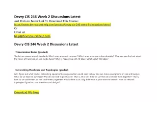 Devry CIS 246 Week 2 Discussions Latest