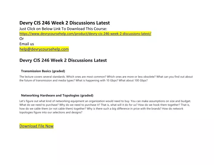 devry cis 246 week 2 discussions latest just
