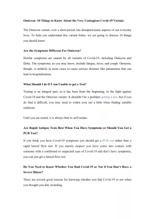 omicron 10 things to know about the very