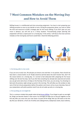 7 Most Common Mistakes on the Moving Day and How to Avoid Them