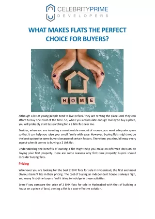 WHAT MAKES FLATS THE PERFECT CHOICE FOR BUYERS