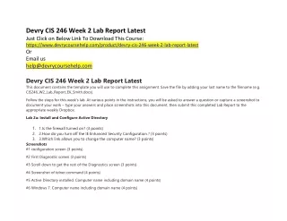 Devry CIS 246 Week 2 Lab Report Latest