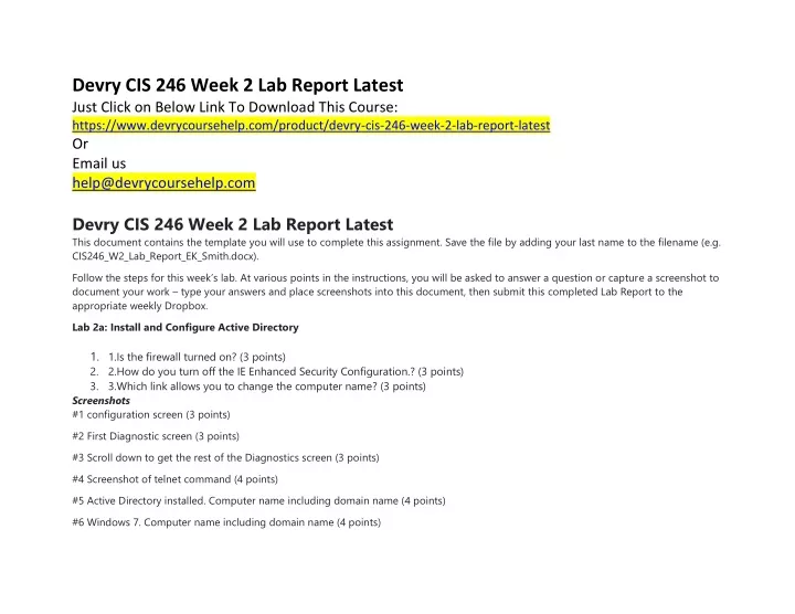 devry cis 246 week 2 lab report latest just click