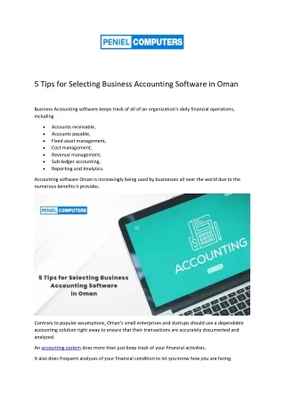 5 Tips for Selecting Business Accounting Software in Oman