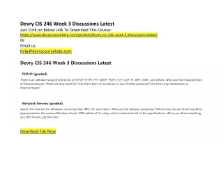Devry CIS 246 Week 3 Discussions Latest