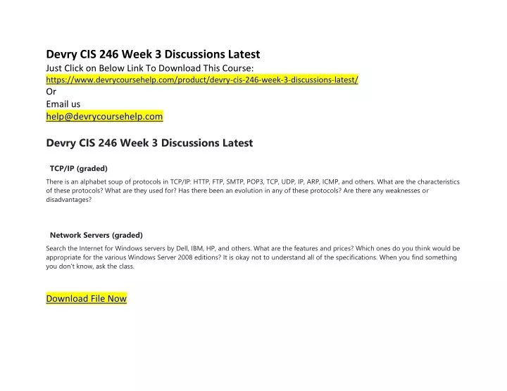 devry cis 246 week 3 discussions latest just