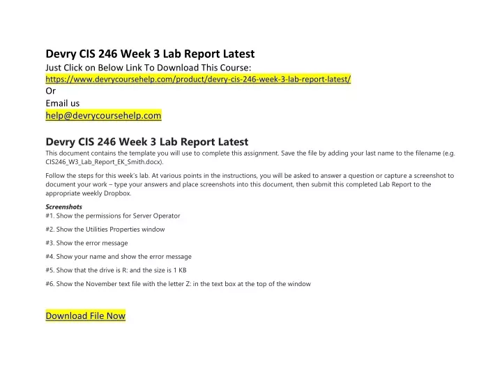 devry cis 246 week 3 lab report latest just click