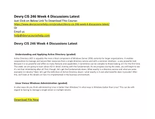 Devry CIS 246 Week 4 Discussions Latest