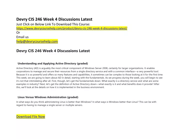 devry cis 246 week 4 discussions latest just