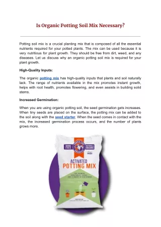 Is Organic Potting Soil Mix Necessary?