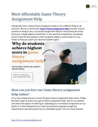 most affordable game theory assignment help