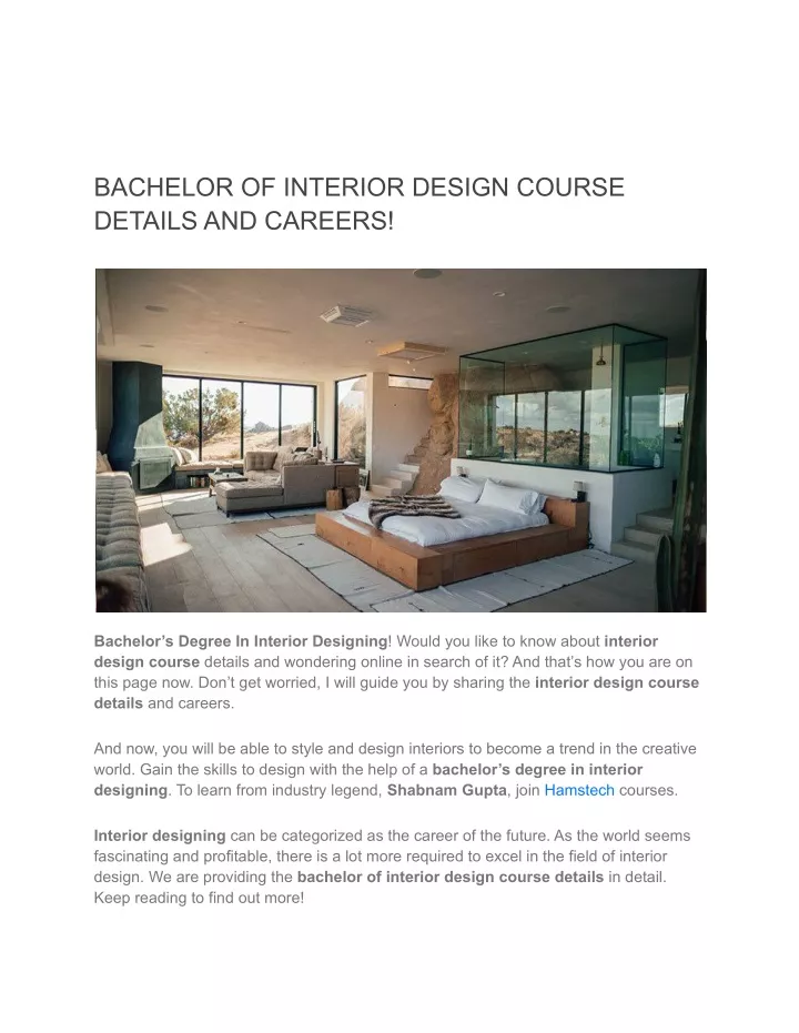 bachelor of interior design course details