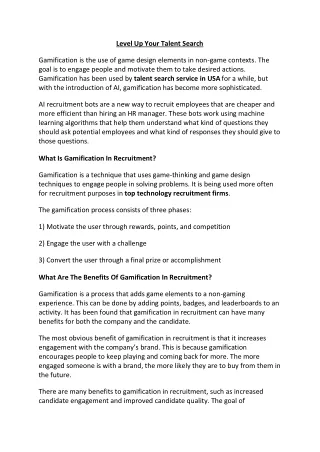 Level Up Your Talent Search