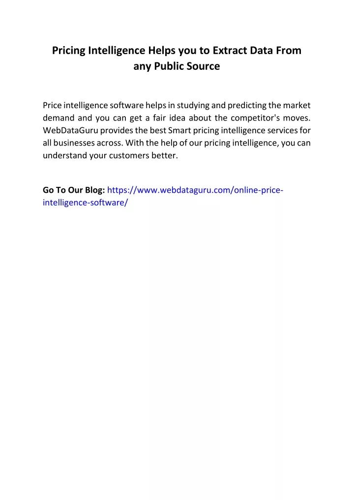 pricing intelligence helps you to extract data