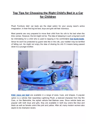 Top Tips for Choosing the Right Child's Bed in a Car for Children
