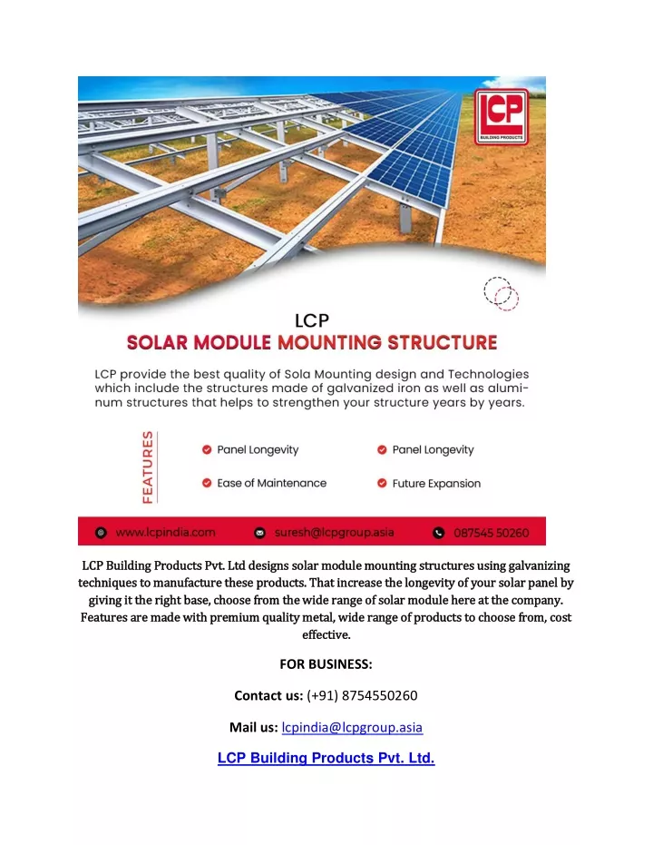 lcp building products pvt ltd designs solar