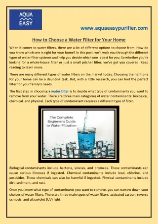 How to Choose a Water Filter for Your Home