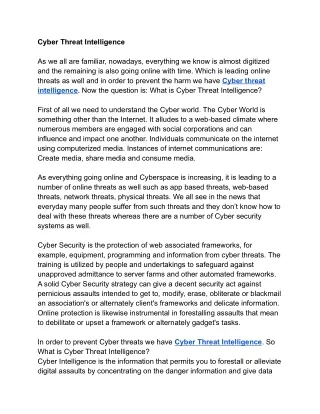 cyber threat intelligence
