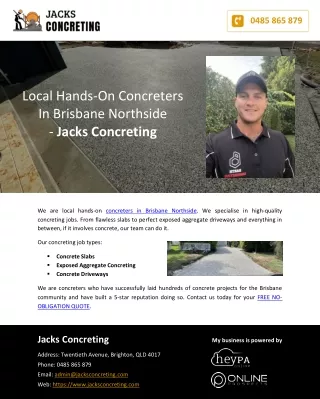 Local Hands-On Concreters In Brisbane Northside - Jacks Concreting