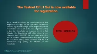 The Testnet Of L1 Sui Is Now Available For Registration