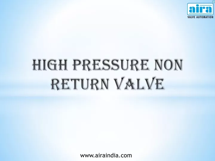 high pressure non return valve