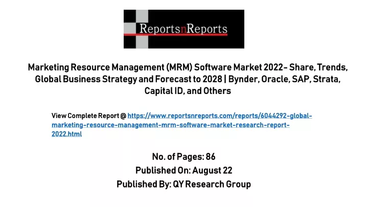 no of pages 86 published on august 22 published by qy research group