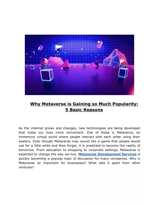 Why Metaverse is Gaining so Much Popularity: 5 Basic Reasons