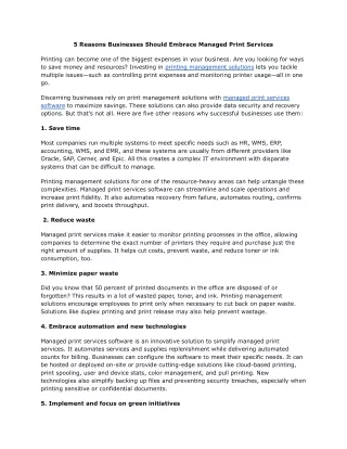 5 reasons businesses should embrace managed print
