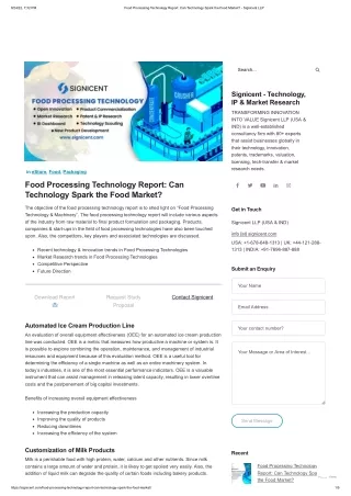 Food Processing Technology Report_ Can Technology Spark the Food Market_ - Signicent LLP