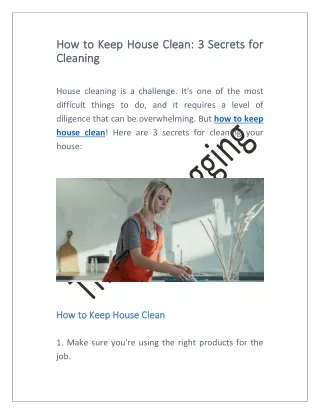 how how to to keep cleaning cleaning