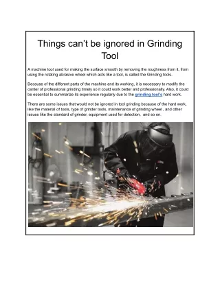 Things can’t be ignored in Grinding Tool