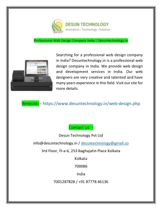 Professional Web Design Company India  Desuntechnologyin