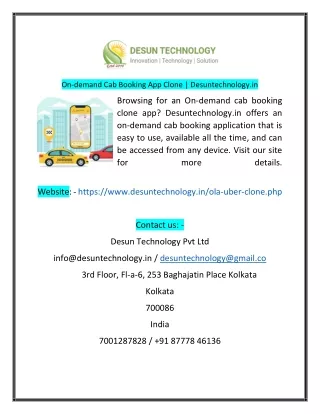 On-demand Cab Booking App Clone  Desuntechnologyin