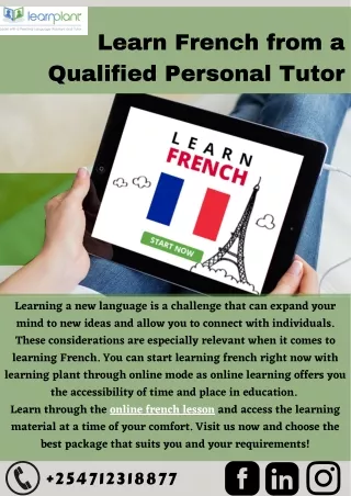Learn French from a Qualified Personal Tutor