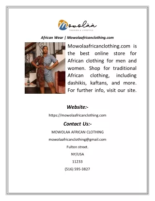 African Wear  Mowolaafricanclothing