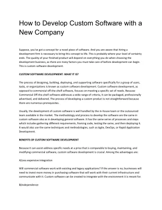 how to develop custom software with a new company