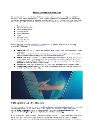 how to create electronic signature